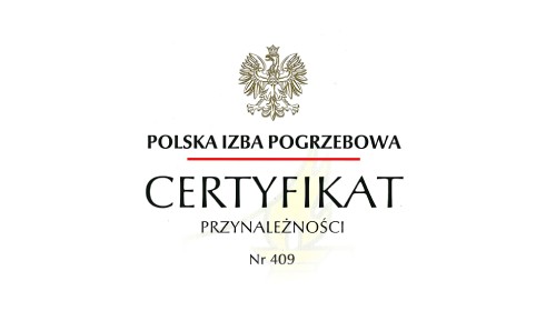 Certyfikat Polskiej Izby Pogrzebowej nr 409